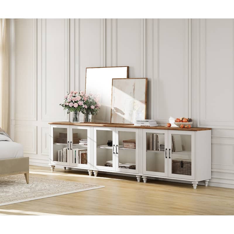 Kitchen Sideboard Buffet Cabinet, Glass Display Cabinet with Storage