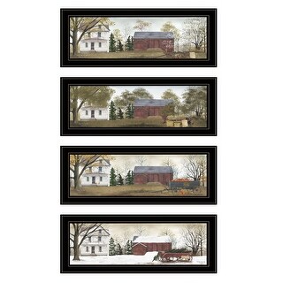 Set Of Four Seasons on the Farm Black Framed Print Wall Art - Bed Bath ...