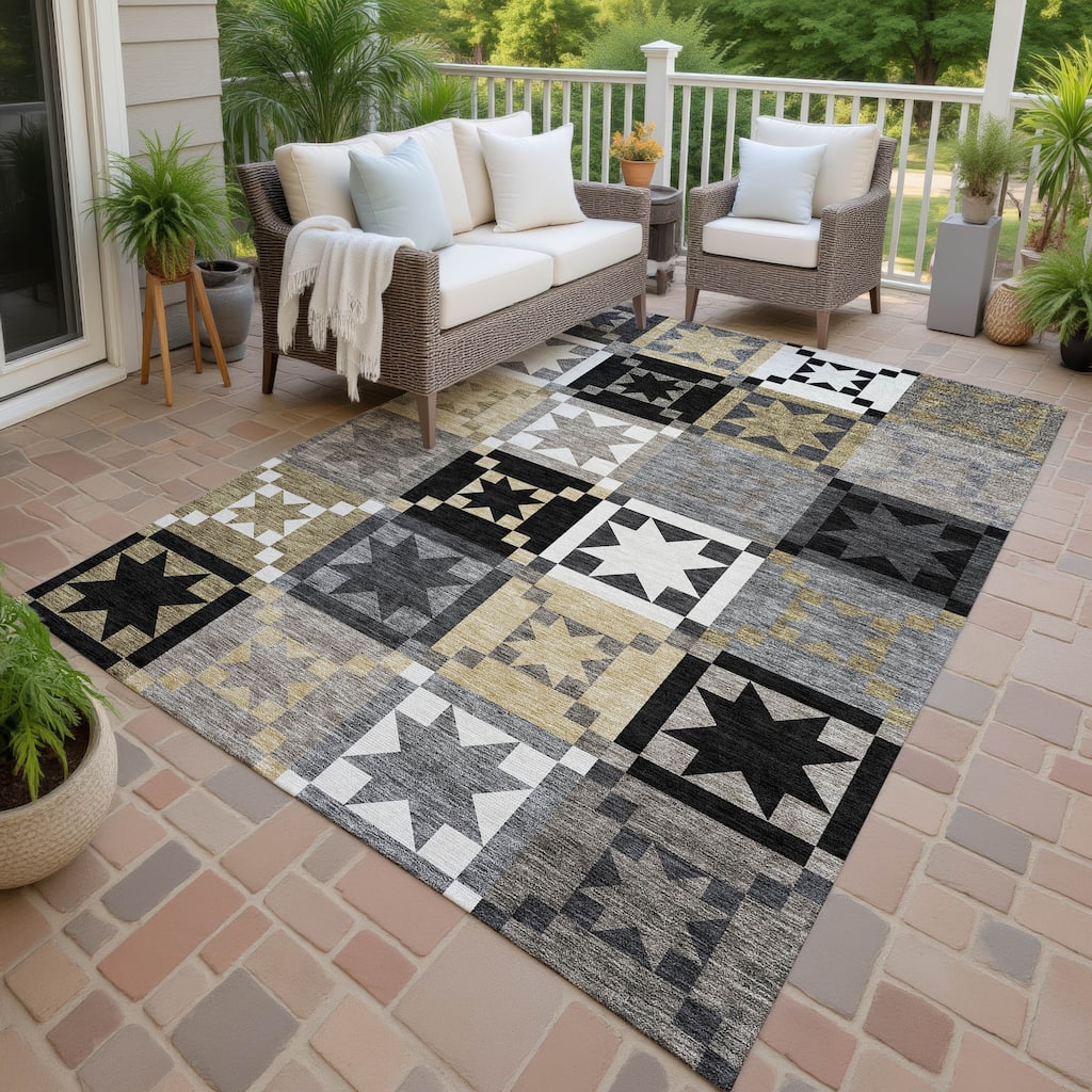 Machine Washable Indoor/ Outdoor Modern Newton Chantille Rug