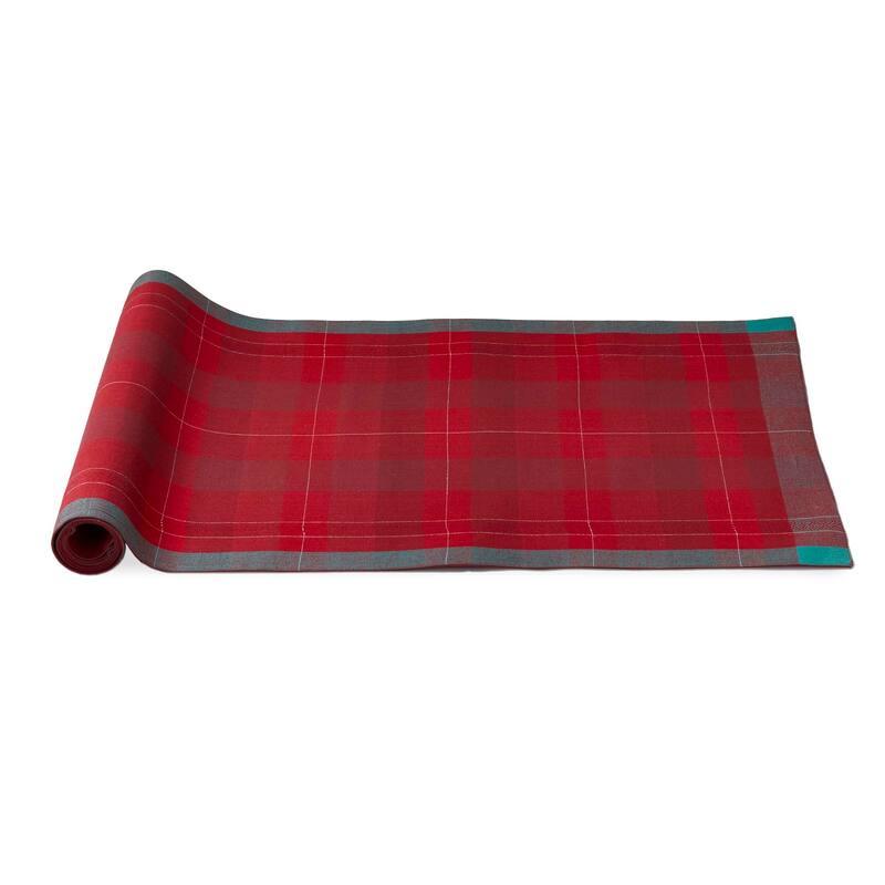 20.5" x 72" Joyous Plaid Red & Green Christmas Table Runner