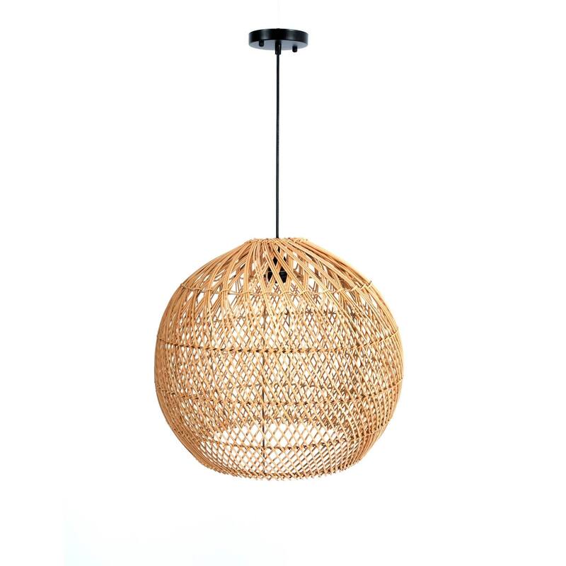 Glow Globe Chandelier with Rattan Shade, Brown
