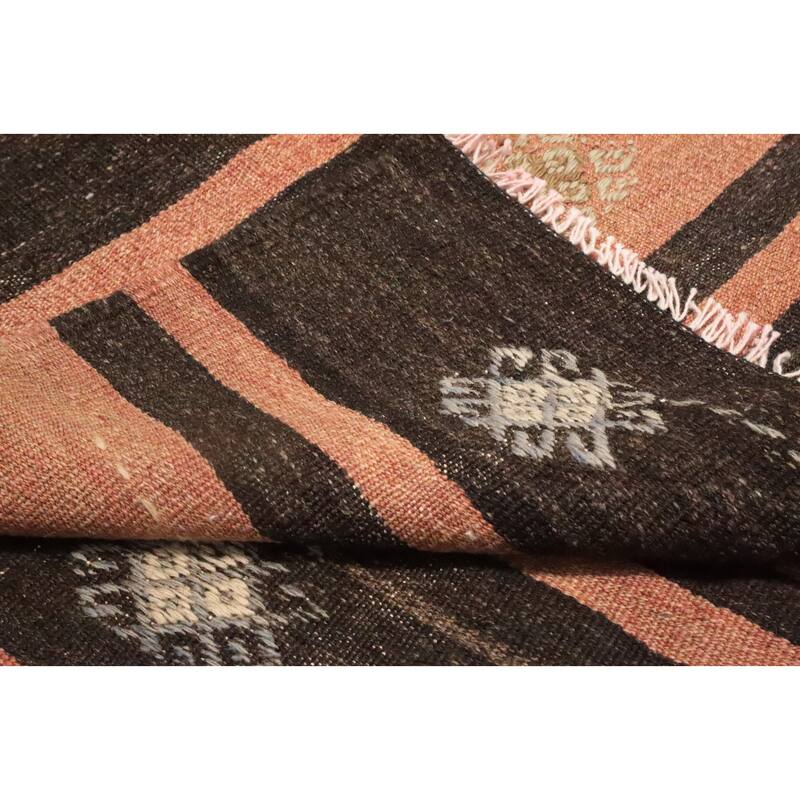 Hand Woven Oriental 100% Wool Carpet Southwestern Tribal Oranges & Rust Kilim Area Rug - 11' 6'' X 5' 11''