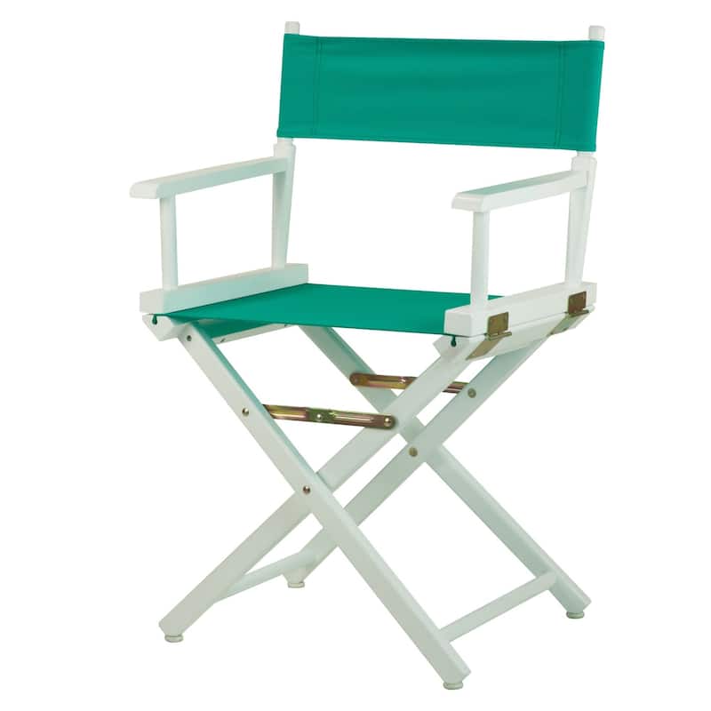 White Frame 18-inch Director's Chair - 33.75"h x 21.75"w x 17"d - 33.75"h x 21.75"w x 17"d - Teal