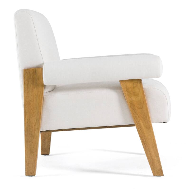 Modrest Cynthia Modern White Fabric & Wood Accent Chair