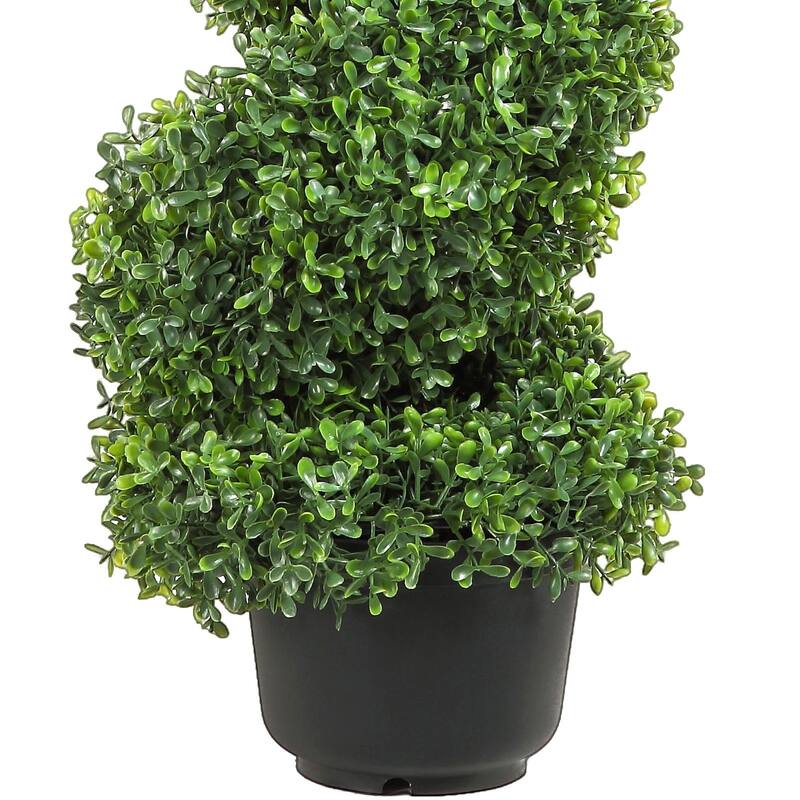2 Pieces Artificial Boxwood Topiary Tower Plant Ideal for Indoor or Outdoor Decoration