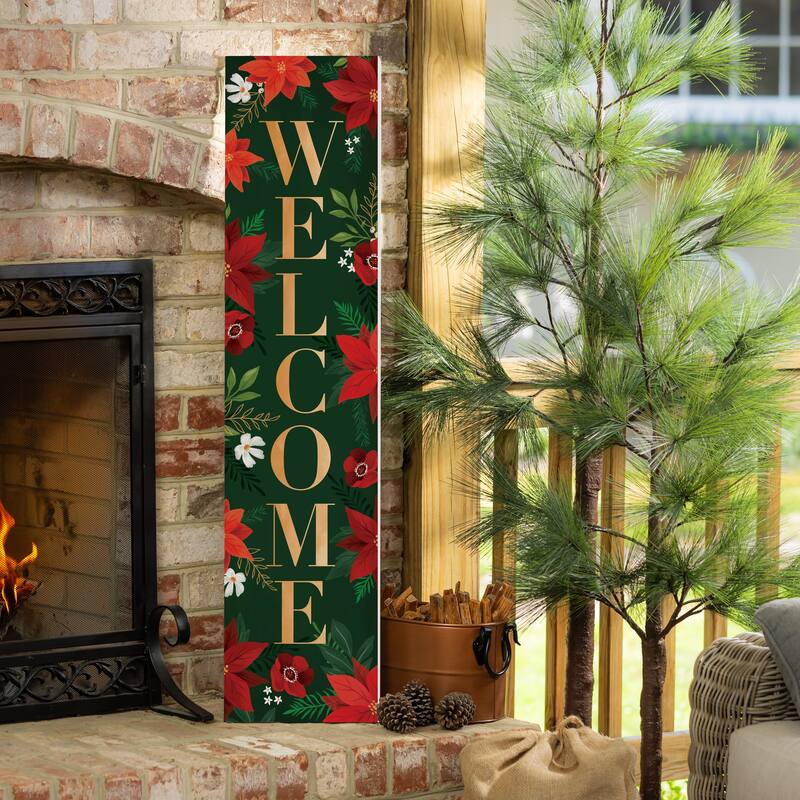 Holiday Porch Leaner, "Welcome" - 46"H - Multicolor