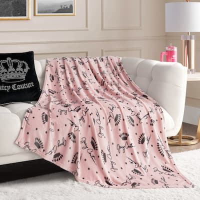 Juicy Couture Crown Script 50" x 70" Plush Throw