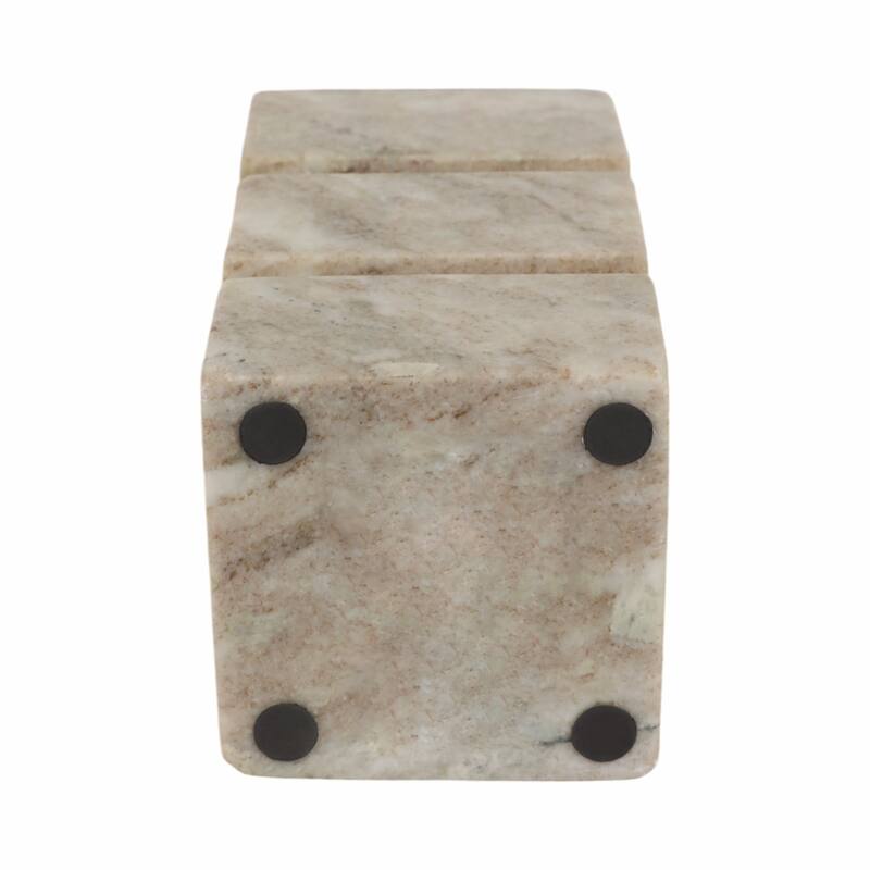 Stone and Marble Stacked Cubes Pillar Candle Holder Modern Glam Style
