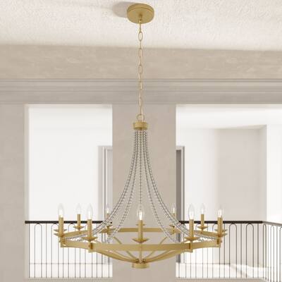 Acroma Frenia 12-light Empire Gold Beaded Chandelier Candle Lighting - 40'' D * 39'' H