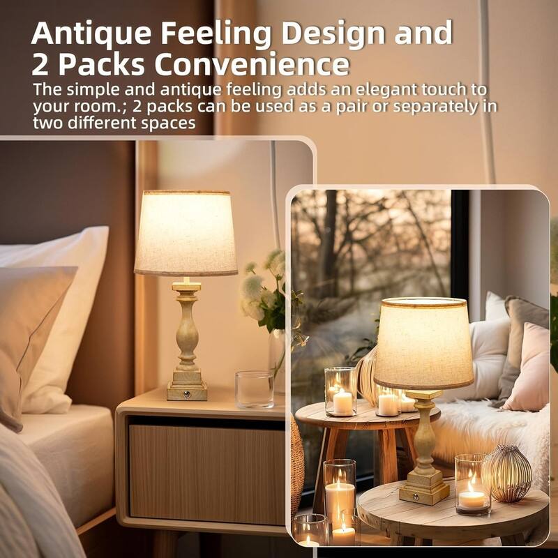 Touch Lamps for Bedroom Set of 2,Bed-Side Table Lamps