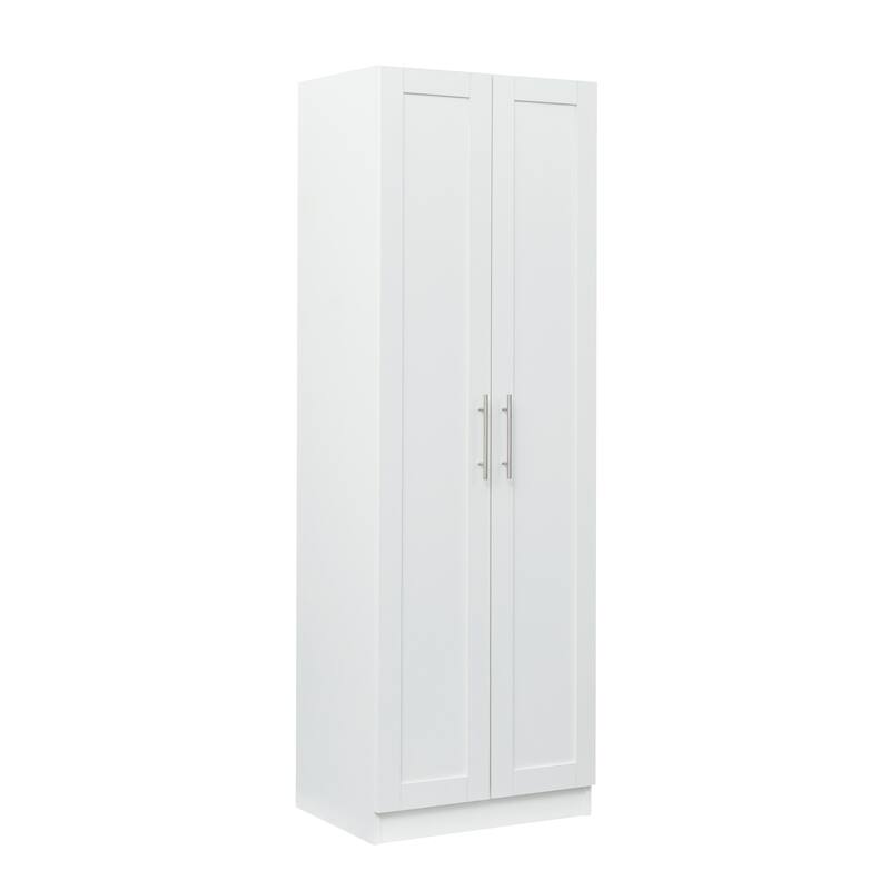 Roomfitters Tall Wardrobe & Kitchen Cabinet, 2-Door Storage Cupboard with 3 Shelves, White