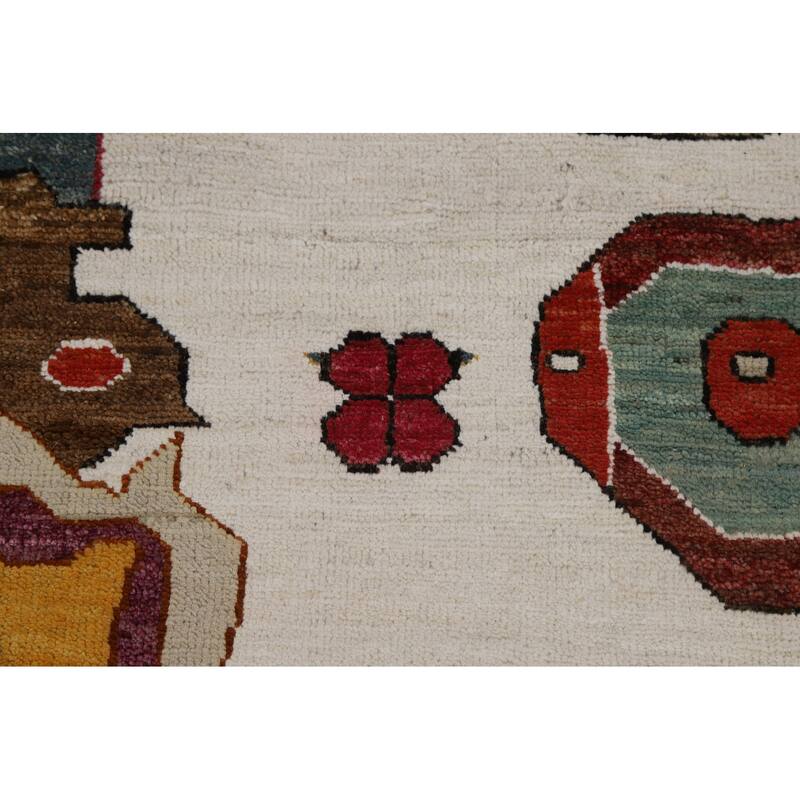 Vegetable Dye Gabbeh Oriental Area Rug Hand-Knotted Wool Carpet - 5'1" x 8'3"