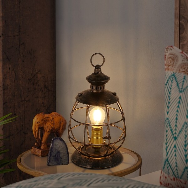 Antique Industrial Modern Electric Lantern Table Lamp for Bedroom Bedside Metal Cage Shade Reading Desk Lamp for Living Room On Sale Bed Bath Beyond 38006357