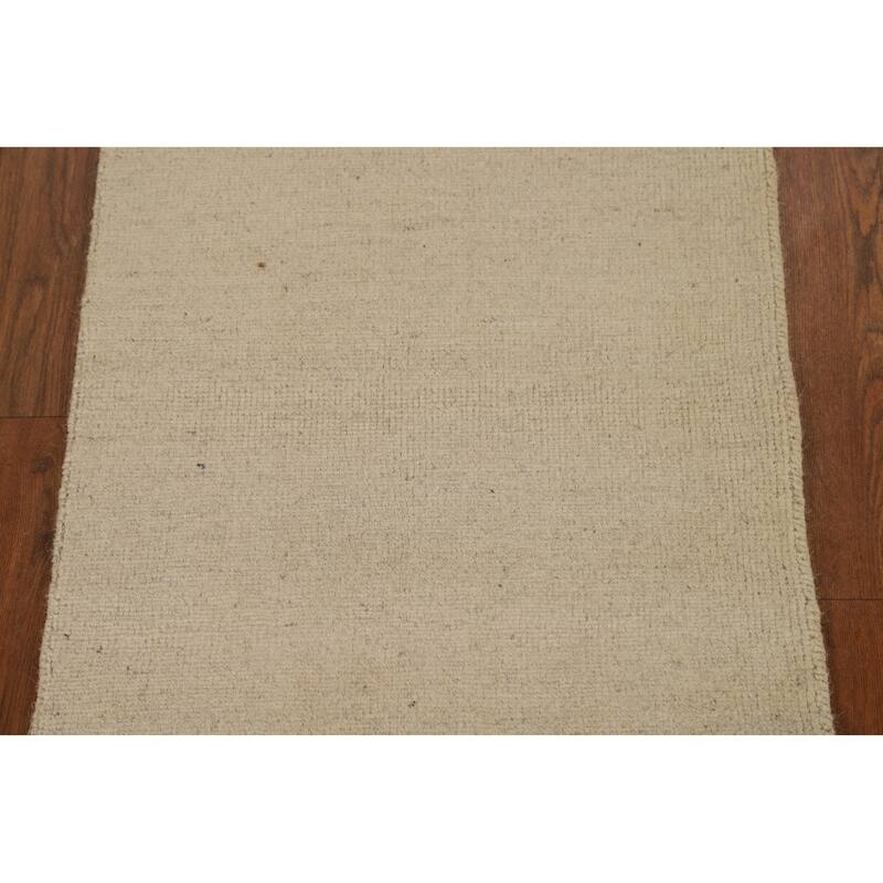 Gabbeh Modern Solid Rug Hand-Knotted Wool Carpet - 1'8"x 3'4"