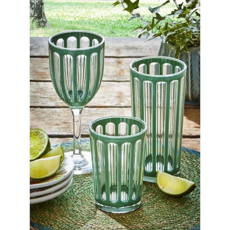 Villa 22 oz Green Acrylic Tumbler BPA-Free, Dishwasher Safe, Durable Drinkware Set of 6