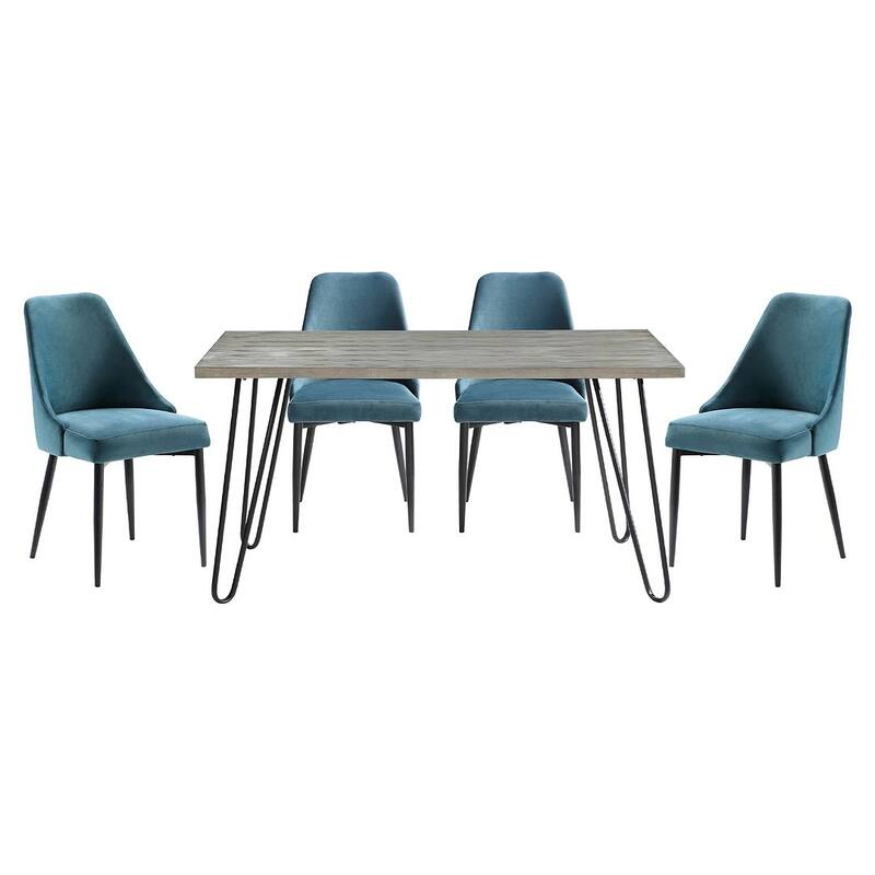 Modern 5-Piece Dining Set in Wood Finish with Metal Frame Stylish