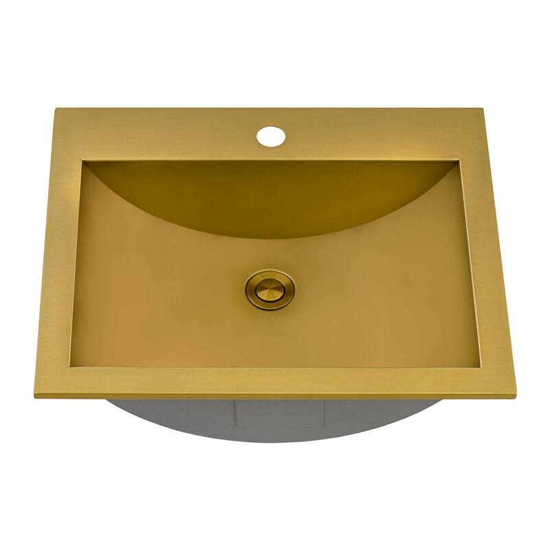Ruvati 21 x 17 inch Brushed Gold Drop-in Topmount Bathroom Sink Stainless Steel – RVH5110GG - 21 x 17