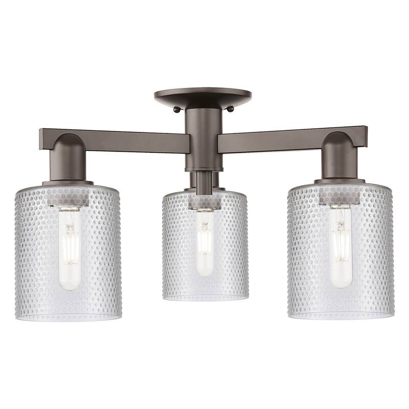 Innovations Lighting 716-3F-11-23 Cobbleskill Semi-Flush Cobbleskill 3 - Oil Rubbed Bronze / Clear