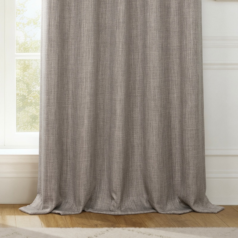 Exclusive Fabrics Textured Faux Linen Room Darkening Curtains for Bedroom & Living Room Curtains (1 Panel)