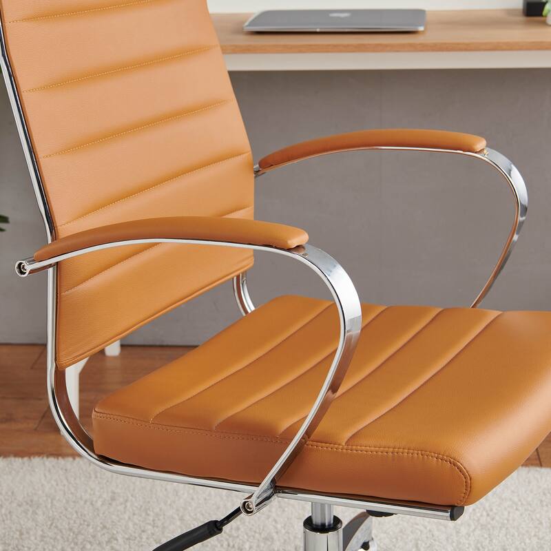 LUXMOD® Office Chair Faux Leather Silver Frame Adjustable and Swivel