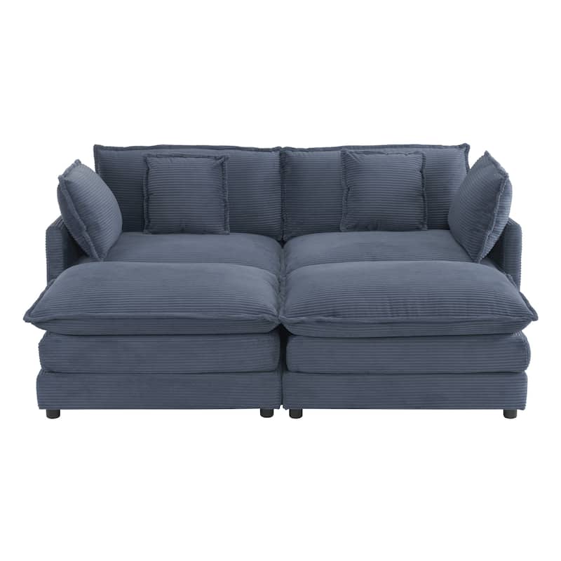 Roomfitters Modern Corduroy L-Shape Sectional Sofa with Side Storage Pockets for Living Room Comfort and Style