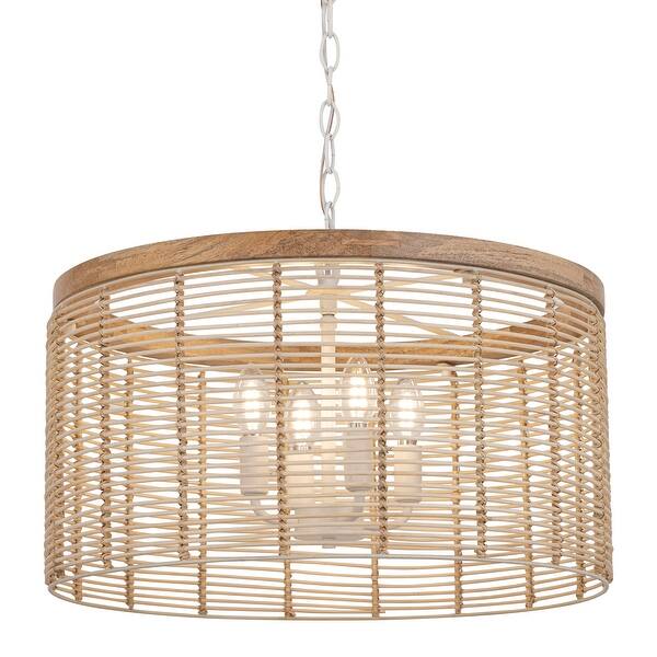 slide 2 of 4, Maxim 22445 Vannerie 4 Light 20" Wide Wood Pendant Ecru