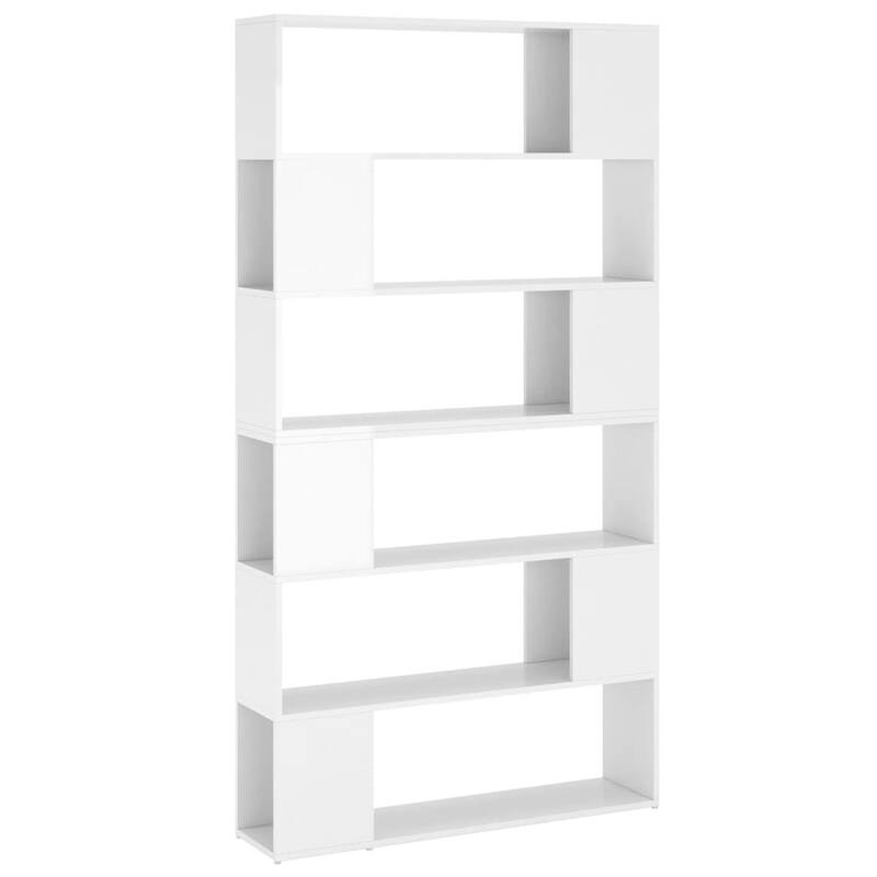 vidaXL Book Cabinet Room Divider High gloss white Engineered wood - 9.4 x 39.4 x 74.0 in
