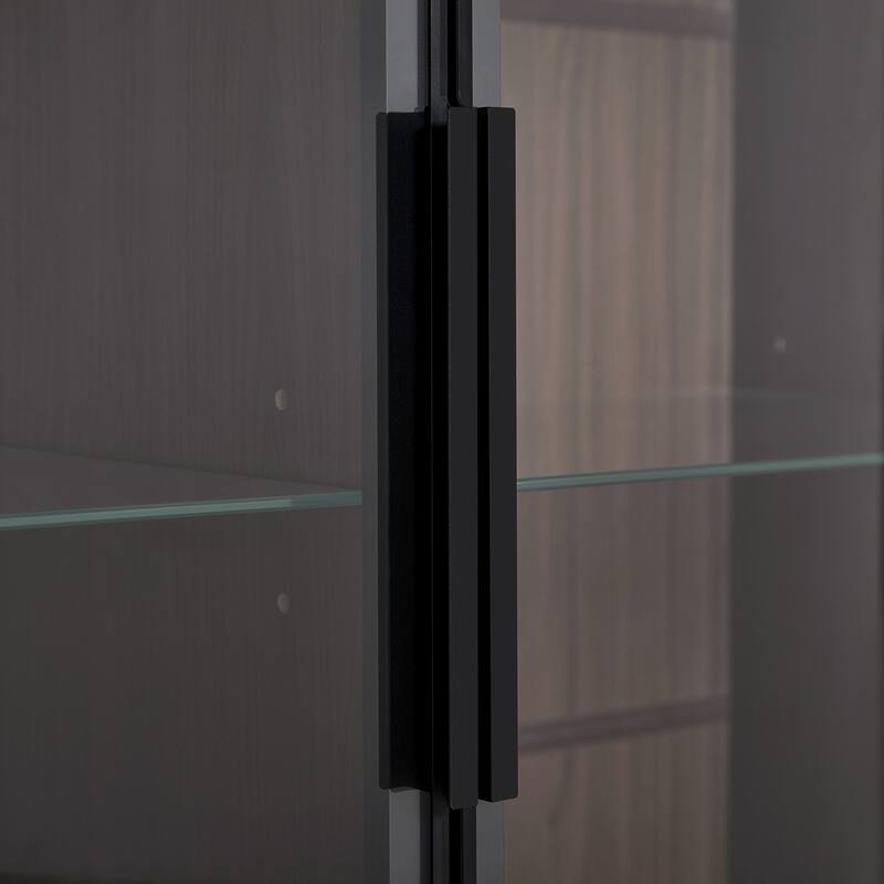 Roomfitters 51.2'' Display Cabinet with Glass Doors, Freestanding Curio Storage Cabinet with Adjustable Shelves for Office