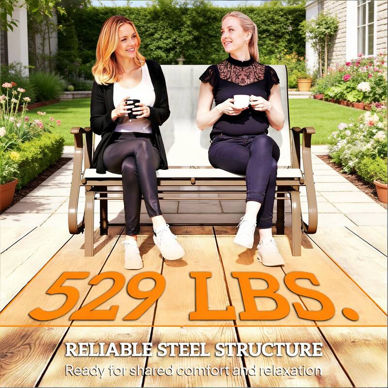 GDFStudio - Johansson Outdoor Glider Bench with Smooth Two-Person Relaxation Comfort - Glider Bench
