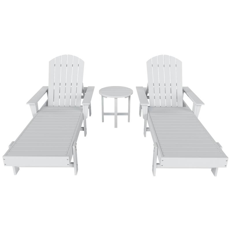 Polytrends Altura Poly Eco-Friendly All Weather Reclining Chaise Lounge with Arms & Side Table (3 Piece Set)