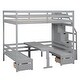 preview thumbnail 16 of 15, Gray Full Pine Convertible Bunk Bed with Staircase, Drawer, and Table Set