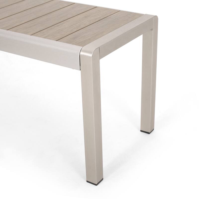 Cape Coral Outdoor Modern Aluminum Dining Bench with Faux Wood Seat by Christopher Knight Home