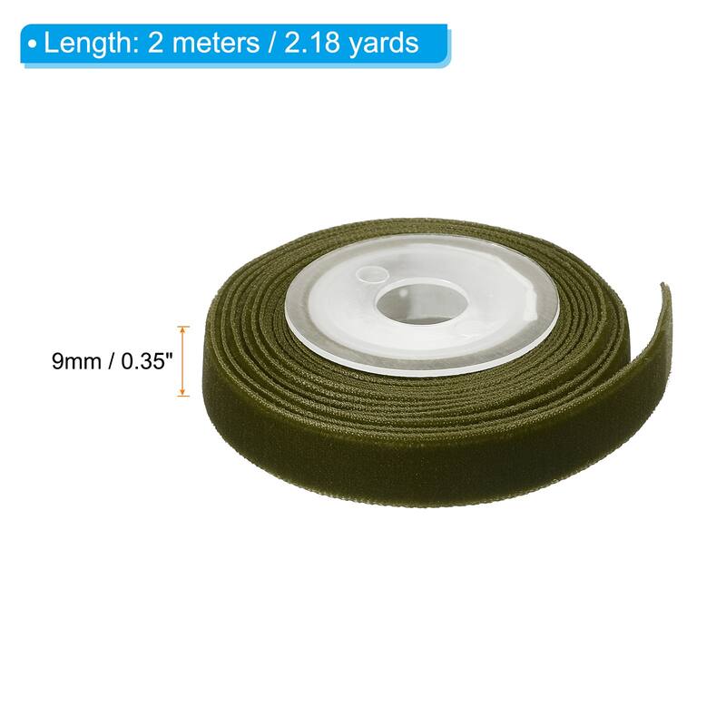 0.35" x 2.18 Yard Ribbon Single Faced Velvet Spool for DIY - Army Green
