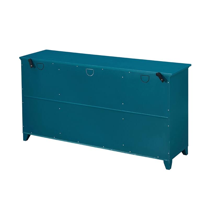 Modern Sideboard Storage Cabinet with Adjustable Shelves, Tempered Glass and Exquisite Hardware Accessories, Teal Blue