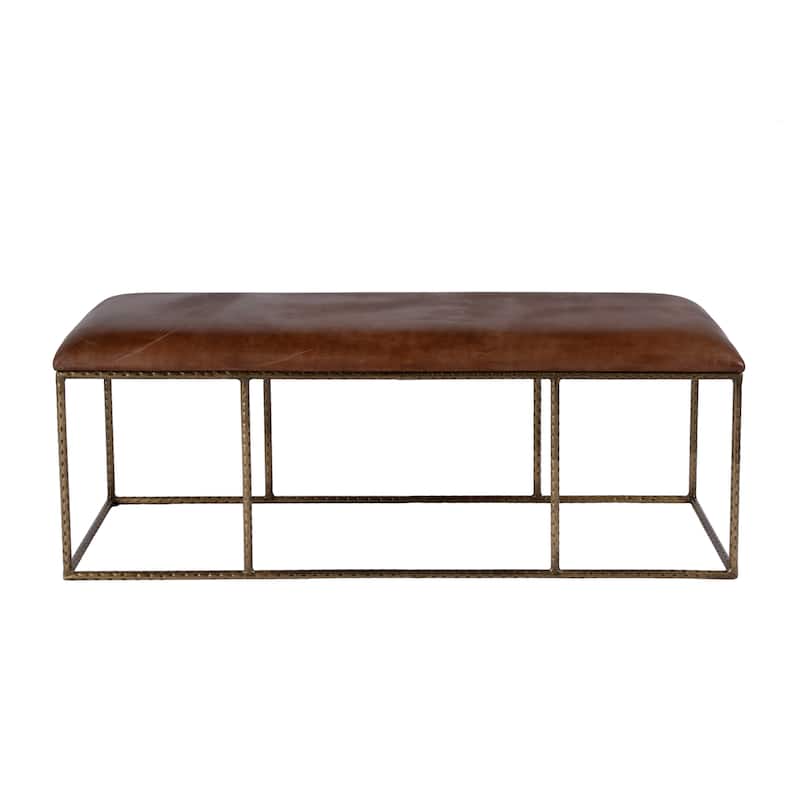 Lloyd 48 in. W Leather and Iron Backless Upholstered Bench