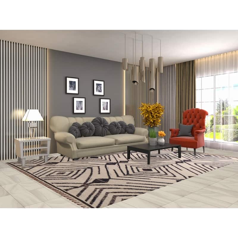 Geometric Moroccan / Modern Area Rug Handmade Wool Carpet - 7'10"x 10'9"