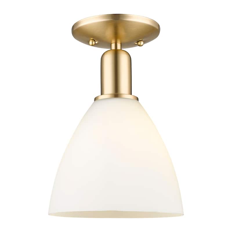 Innovations Lighting Endless Possibilities Arcadia - Bristol - 1 Light 8" Semi-Flush Mount - Champagne Bronze/Matte White