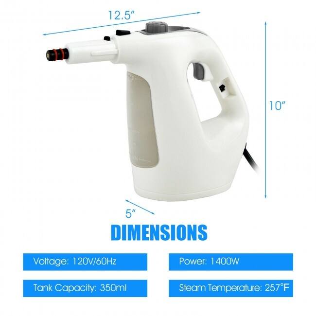 Powerful 1400W Handheld Steam Cleaner with 17 Accessories for Versatile Household Cleaning - 13" x 5" x 9.5" (L x W x H)