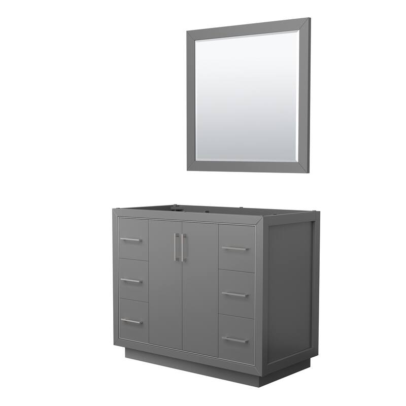 Wyndham Collection WCF1111-42S-CX-M34 Icon 42" Single Free Standing - Dark Gray / Brushed Nickel Hardware