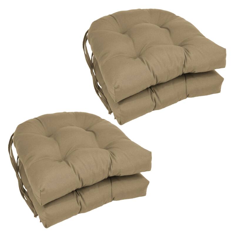 16-inch U-Shaped Indoor Twill Chair Cushions (Set of 2, 4, or 6) - 16" x 16" - Set of 4 - Toffee