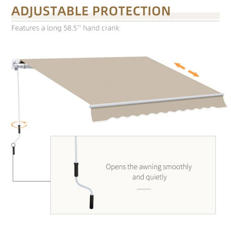 155.5" Wide Retractable Patio Awning with Extendable Aluminum Frame and UV Rain Fabric - 155.5" W x 96.5" D