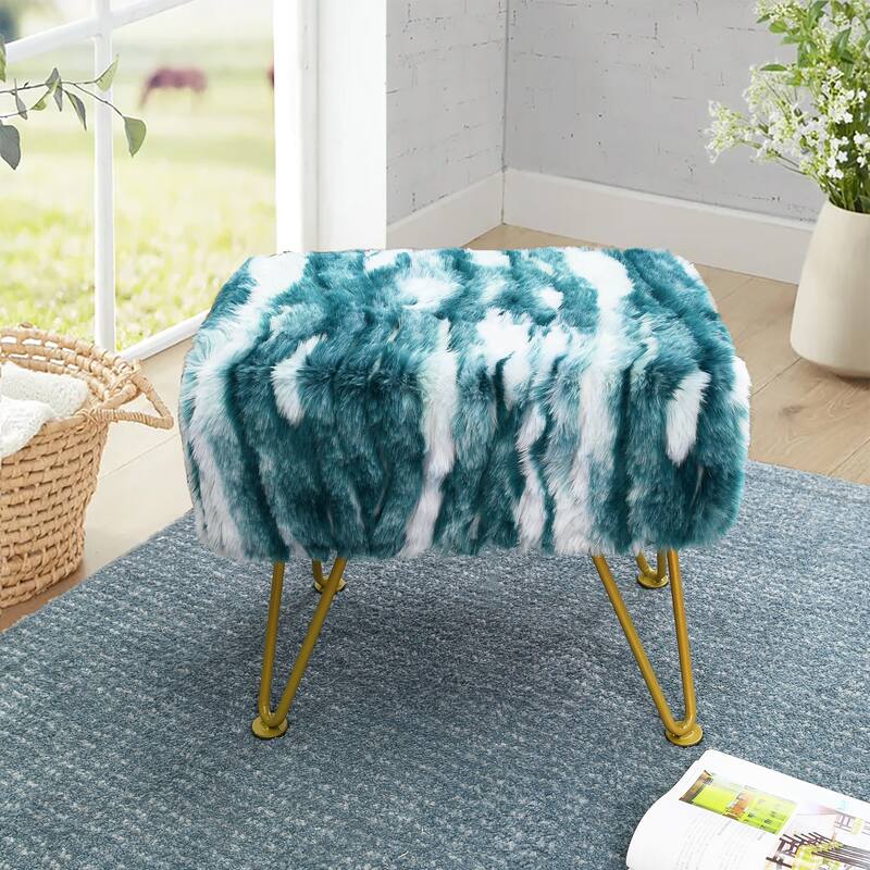 Home Soft Things Soft Fauxfur Ottoman Fuzzy Entryway Bench Seat