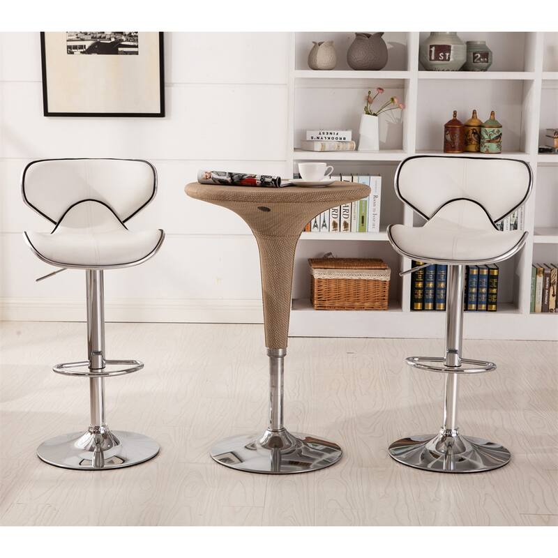 Upholstery Airlift Adjustable Swivel Barstool w/ Chrome Base, Set of 2