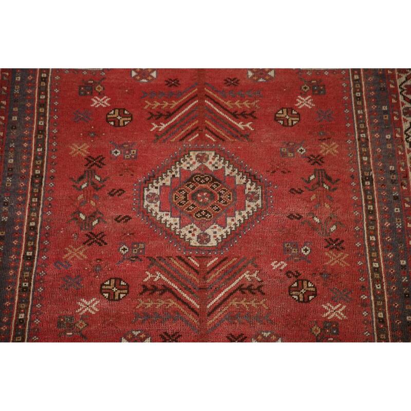 Vegetable Dye Qashqai Persian Antique Rug Tribal Wool Carpet - 4'9"x 7'5"