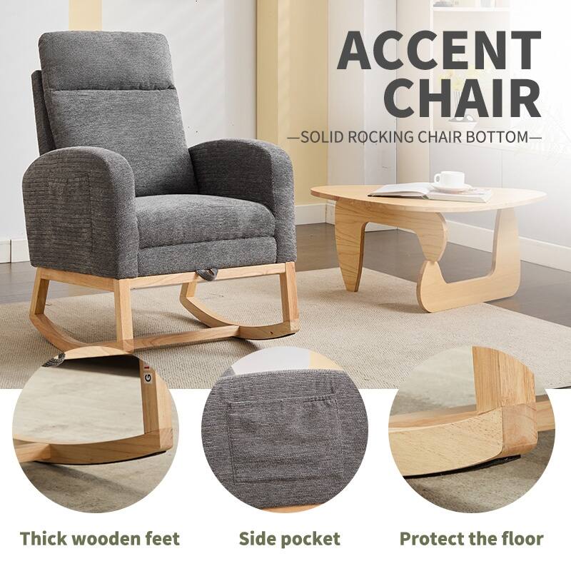 Anmytek Soft Teddy Upholstered Nursery Glider Rocking Chair Comfortable Modern Accent Armchair