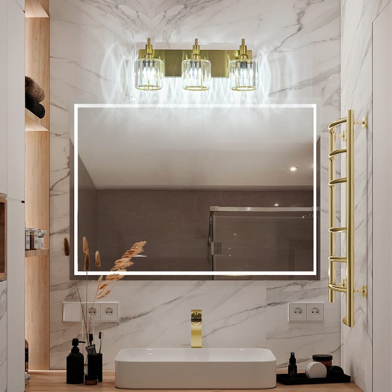 3/4/5-Light Modern Glam Dimmable Cylinder Crystal Wall Light Bathroom Vanity Light