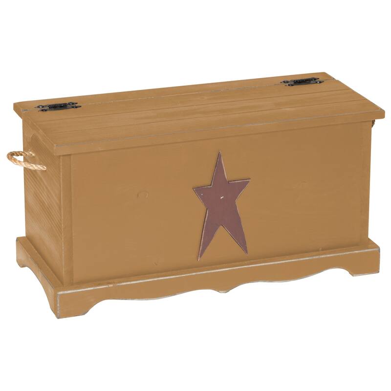 Farmhouse Storage Chest with Rustic Star - Mustard Yellow