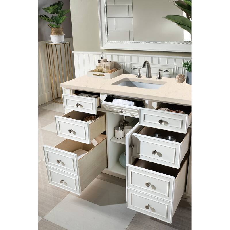 James Martin Vanities Bristol 48" Single Vanity, Bright White - Eternal Marfil Quartz