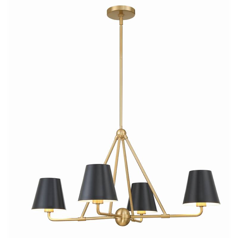 Xavier 4 Light Vibrant Gold Chandelier - 31.75"W x 17"H - 31.75"W x 17"H