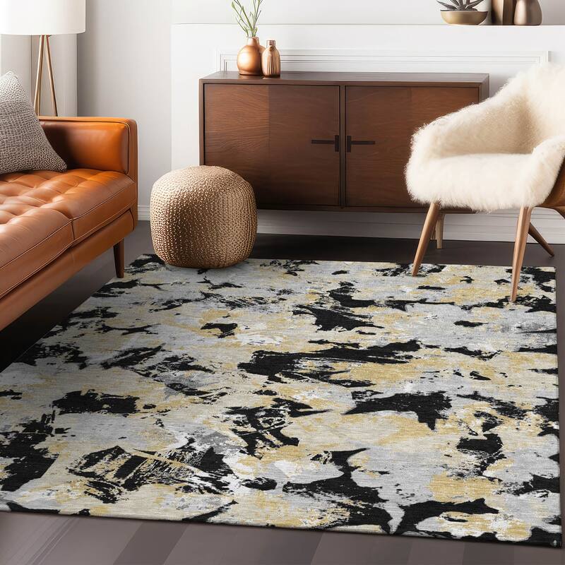 Machine Washable Indoor/ Outdoor Chantille Abstract Contemporary Rug
